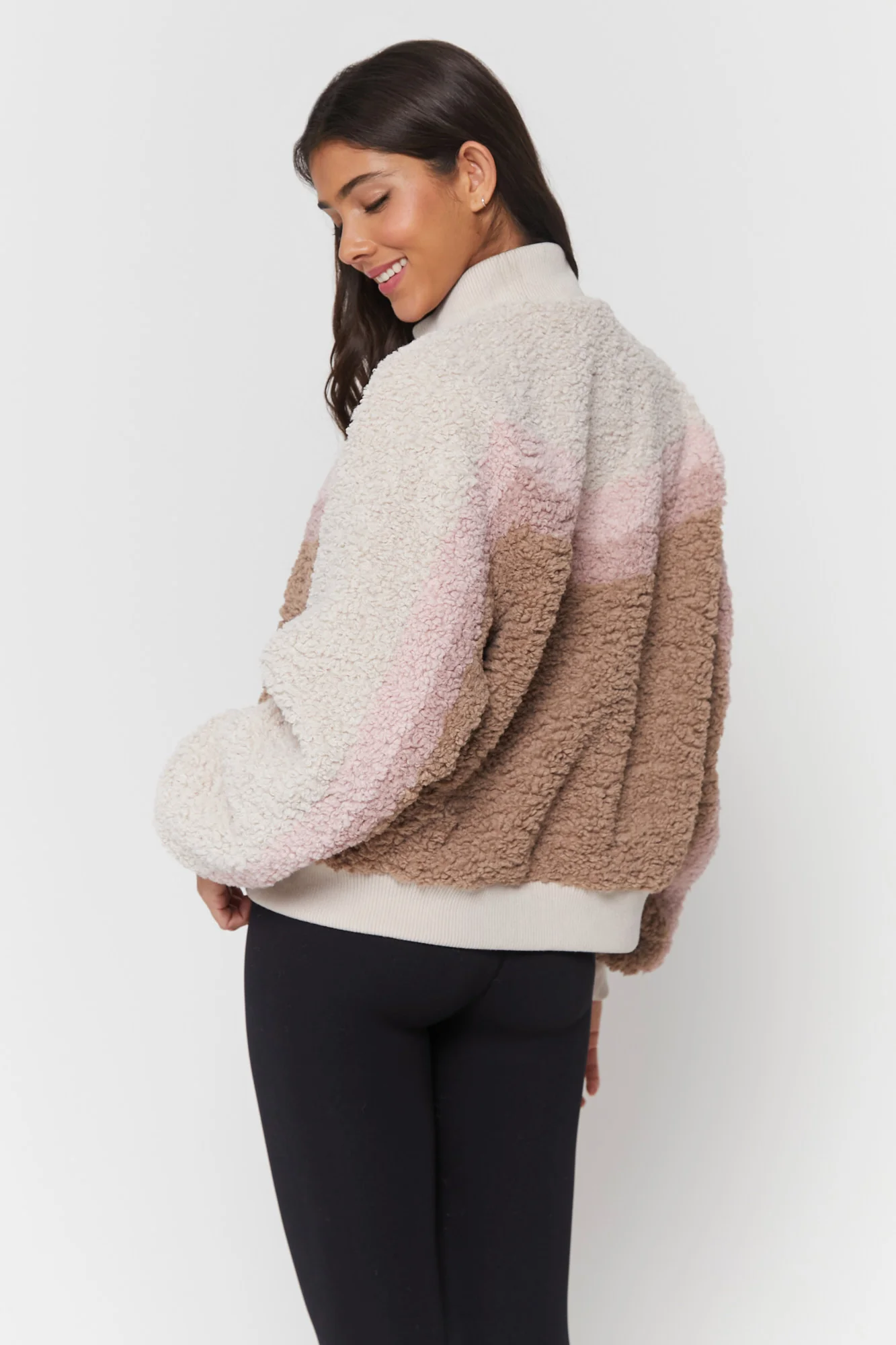 Sherpa Stripe Bomber Jacket - Image 7