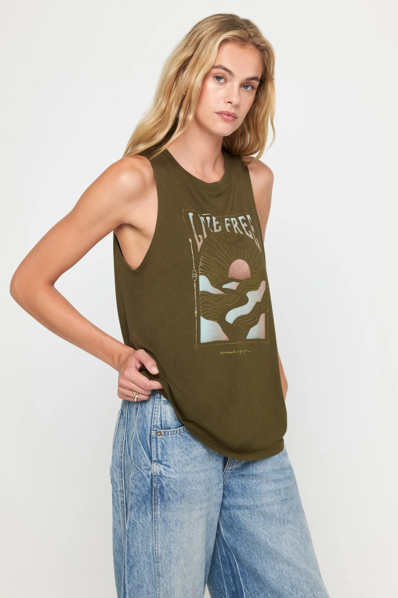 Live Free Jade Muscle Tank - Image 4
