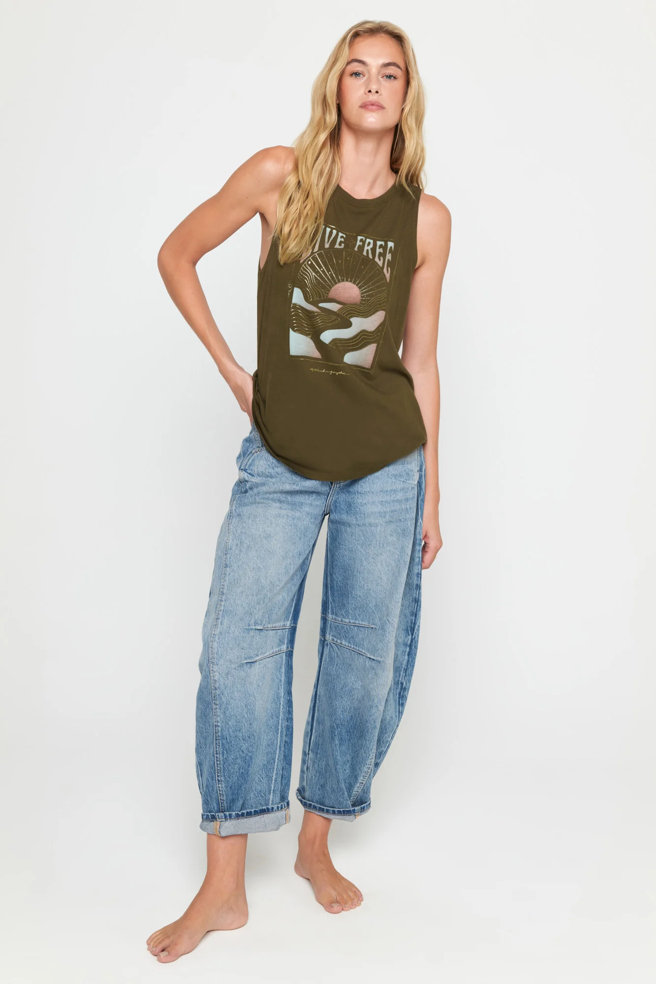 Live Free Jade Muscle Tank - Image 6